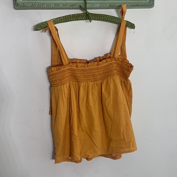 Rachel Zoe embroidered bohemian smocked Sun gold tank top new with tags medium - Picture 5 of 7